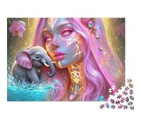 Elephant Goddess 1000 Pieces Jigsaw Puzzles For Adults Family Challenge Toys Stress Relieving Entertainment Exercise The Memory of The Brain for The Whole for Women, Gifts for Men 500pc