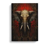 Elephant Gothic Art Canvas Print | Gallery Wrapped 30mm Frame Wall Art | 30x20 inches | Ready to Hang | Contemporary Animals Picture | Living Room Bedroom Lounge Office