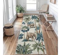 Elephant Hallway Runner Rug 80 x 250 cm Long Washable, Palm Tree Carpet Runner Rugs Non Slip, Kitchen Entryway Hall Bedroom Decor, Soft Low Pile Bo&d119