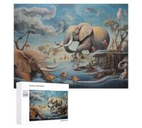 Elephant Haven A Wildlife Sanctuary Challenging Puzzle for Adults, 500 PCS - Housewarming Gift - for Quiet Evenings And Focused Play