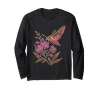 Elephant Hawk Moth Stained Glass Nature Long Sleeve T-Shirt