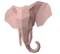 Elephant Head DIY Handmade 3D Paper Sculpture Animal Paper Model Pre-Cut Paper Craft Paper Toy Geometric Origami Puzzle Wall Decoration for Adult Kids Pink