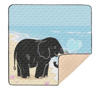 Elephant Heart Bubble Sea Blue Cute Foldable Baby Activity Play Mat for Floor Washable Tummy Time Activity Mat for Baby Toddler Infant, 50'' x 50''