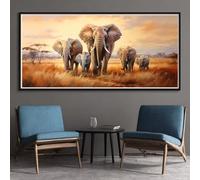 Elephant Herd Diamond Art Kits Adults, DIY 5D Large Diamond Painting Grassland Crystal Art Kits 15.8 x 27.6 Inch, Embroidery Cross Stitch Canvas Painting by Numbers for Home Wall Decor Gifts (RD143)