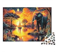Elephant Herd Puzzle Elephant in Savanna Sunset Adult Jigsaws 1000Pc Fun And Challenging Family Game for Home 38x26cm/1000pcs