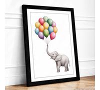 Elephant Holds Dreams Illustrative Framed Wall Art Print A2 (59.4×42cm) Black, Wall Decor for Living Room, Bedroom, Office & Home, Ready to Hang, Art Gift