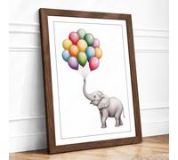 Elephant Holds Dreams Illustrative Framed Wall Art Print A2 (59.4×42cm) Walnut, Wall Decor for Living Room, Bedroom, Office & Home, Ready to Hang, Art Gift