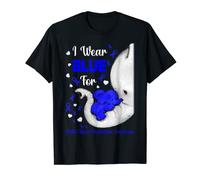 Elephant I Wear Blue Ribbon Heart For Child Abuse Prevention T-Shirt