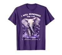 Elephant I Will Remember for You Alzheimer's Awareness ALZ T-Shirt, Men, Purple, Medium