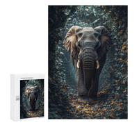 Elephant in A Lush Forest Path Hobby Jigsaw Puzzle for Adults, 300 PCS, An Engaging Indoor Activity for Quiet Evenings, for Creative Downtime