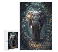 Elephant in A Lush Forest Path Puzzle for Adults, 1000 PCS, Illustrated Jigsaw Edition, An Engaging Indoor Activity for Quiet Evenings, at Home