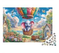 Elephant in Garden Jigsaw Puzzle - 1000 Piece Cartoon Style Relaxing Brain Challenge, Home Décor Art & Educational Fun (Group Activity)