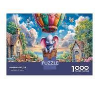 Elephant in Garden Jigsaw Puzzles Puzzle for Adults Kids. 1000 Pieces Animal Whimsical Challenge Toy Educational Games Home Decoration for Educational Games Gifts 38x26cm/1000pcs