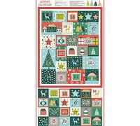 Elephant in my Handbag CHRISTMAS ADVENT CALENDAR FABRIC - Advent Calendar Pockets - Merry - MAK849 - Panel 60 cm x 110 cm - By Makower - 100% Cotton