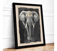 Elephant in Presence Modern Framed Wall Art Print A2 (59.4×42cm) Black, Wall Decor for Living Room, Bedroom, Office & Home, Ready to Hang, Art Gift