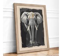 Elephant in Presence Modern Framed Wall Art Print A2 (59.4×42cm) Oak, Wall Decor for Living Room, Bedroom, Office & Home, Ready to Hang, Art Gift