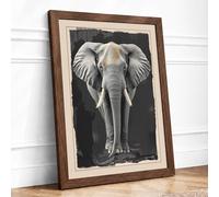 Elephant in Presence Modern Framed Wall Art Print A4 (29.7×21cm) Walnut, Wall Decor for Living Room, Bedroom, Office & Home, Ready to Hang, Art Gift
