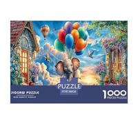 Elephant in Sky 100% Recycled Cardboard Elephant with Balloons 1000 Piece Puzzle for Adults The Impossible Challenge Fun Present 38x26cm/1000pcs