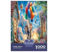 Elephant in Sky 1000 Piece Elephant Balloons Jigsaw Puzzles for Puzzles 1000 Pieces Jigsaw for Adults for Adult Challenging Family Puzzle Game Puzzles for Adults Gifts 52x38cm/1000pcs