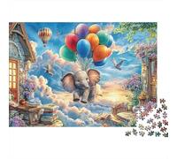 Elephant in Sky 1000 Piece Jigsaw Puzzles for AdultsBalloon Castle Colourful, Challenging & Brainteasing Adults Jigsaw Puzzle, Puzzle The Future - Educational Game Challenging