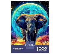 Elephant in Starlight 1000 Pcs 3-Layer Cardboard Elephant Under Moon Classic Puzzle, Ultra Hard for Adults, Stress Relief, Wall Decor & Family Game Night Gift 38x26cm/1000pcs