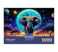 Elephant in Starlight 1000 Piece Jigsaws Elephant in Cosmic Savannah Smooth Precision Cut Paper Puzzle, Calming And Challenging Game for Adults And Family Time 70x50cm/1000pcs
