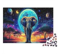Elephant in Starlight Adult Jigsaws Mystical Cosmic Dog Art 1000Pc Educational Game Challenge Great Gift Idea 52x38cm/1000pcs