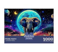 Elephant in StarlightDynamic 1000-Piece Jigsaw Puzzles for Adults A Treasury of Challenging Puzzle Games for Women And Men - An Excellent Shared Hobby for Adults And Kids Age 12 Years And Up 38x26cm/