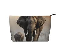 Elephant in The Fog Corduroy Makeup Bag Travel Organizer Bag Cosmetic Bag Large Wide-Open Pouch