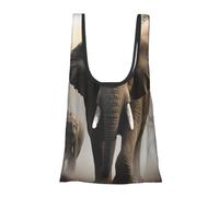 Elephant In The Fog Foldable Shopping Bag In Pouch Reusable Shopping Bags