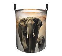 Elephant in the fog Laundry Basket With Handles, Foldable Laundry Hamper Oxford Cloth Dirty Clothes Basket Waterproof Clothes Toys Storage Bin Organizer for Bedroom Bathroom Dorm
