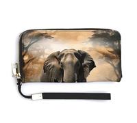 Elephant in The Fog RFID Blocking Wallet for Women,Clutch With Change Pocket, Wristlet Wrist Strap with Card Slots