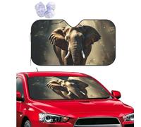 Elephant in The Forest Windshield Sun Shade for Car Personalized Window Sunshades Foldable Sun Heat Uv Rays Visor Protector to Keep Your Vehicle Cool for Universal Cars SUV Truck 55x29.9 Inch