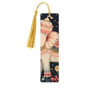 Elephant in The Hat Unique Double-Sided Artwork Printed Wooden Bookmarks, Artistic Book Accessories Birthday Presents for Men Women Presents for Book Lovers