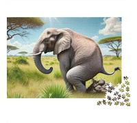 Elephant in the Savanna 1000 Piece Jigsaw Puzzle Jigsaw Puzzle for Adults 1000 Pieces Puzzle Game 70x50cm/1000pcs