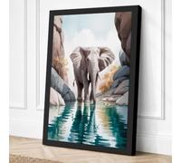 Elephant in Turquoise Canvas Wall Art Print 18x12 Inch | Ready to Hang, Gallery Wrapped, Fade-Resistant Inks, Securely Packaged, UK Made