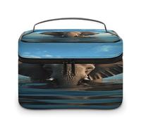 Elephant Is Sitting in The Water Makeup Bag Toiletry Bag Cosmetic Bags
