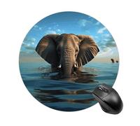 Elephant is Sitting in The Water Mouse Pad with Non-Slip Rubber Base,Small Round Mousepad 7.8" Diameter,Mouse Mat for Computers, Laptop, Gaming, Office & Home