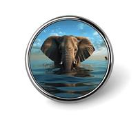 Elephant is Sitting in The Water Printed Round Brooch A Must Have Accessory for Trendy Women Ideal for Valentine's Day Birthday Graduation