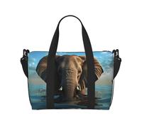 Elephant is Sitting in The Water Water-Resistant Crossbody Travel Bag, Large Carry-On with Adjustable Strap, Multi-Compartment Weekender for Gym, Travel, Outdoor