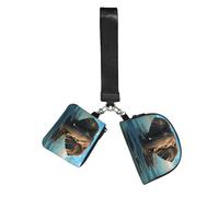 Elephant is Sitting in The Water Wristlet Keychain Wallet Pouch with Strap Double Zipper Small Coin Purse Portable Wrist Bag for Travel Gym Daily Use