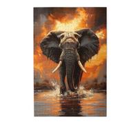 Elephant Jigsaw Puzzle,500 Pieces Wildlife Wooden Jigsaw Puzzle,Sunset Walking Elephants,Adult De-Stressing Entertainment Game,Exercise Hands-On Skills,Gift for Family and Friends