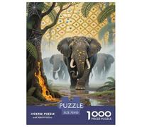 Elephant Jigsaw Puzzles 1000 Piece Challenge Game for Adults,Tropical Jungle Impossible Jigsaw Puzzles 1000 Piece Puzzle Educational Games 70x50cm/1000pcs