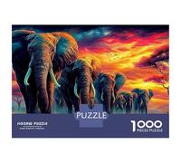 Elephant Jigsaw Puzzles for Adults 1000 Piece Jigsaw Puzzles for Adults Educational Game Jigsaw Puzzle Suitable for Decompression And WallElephant Herd DecorColourfulrd52x38cm/1