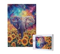 Elephant Jigsaw Puzzles for Adults 1000 Sunflower Large Jigsaw Puzzles for Adults, Funny/Difficult/Impossible/Challenging Decompression Games, As a Birthday for Women/Men 2T-1281