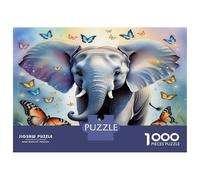 Elephant Jigsaw Puzzles for Adults. Butterfly 1000 Piece Impossible Challenge for Kids Puzzle Beginners 38x26cm/1000pcs