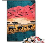Elephant Jigsaw Puzzles for Adults, Suitable for Ages 14 And Up Family Fun It Is Ideal As A Gift for The Whole Family (26x38cm)