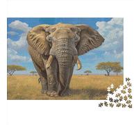 Elephant Jigsaw Puzzles Puzzles for Adults Kids. 1000 Piece Sky Grassland Impossible Challenge Toy Home Decoration for Gifts 1000pcs (75x50cm)