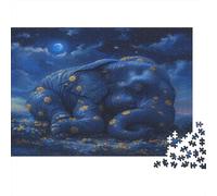 Elephant Jigsaw Puzzles Puzzles for Adults Kids. 1000 Pieces Moonlit Night Impossible Challenge Toy Educational Game Home Decoration for Adults& Kids Age 14 Years Up 1000pcs (75x50cm)