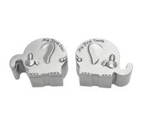 Elephant Keepsake Box, Metal First Tooth and Curl Holder with Velvet Cushion, Baby Memory Collection for Newborn, Baptismal Events